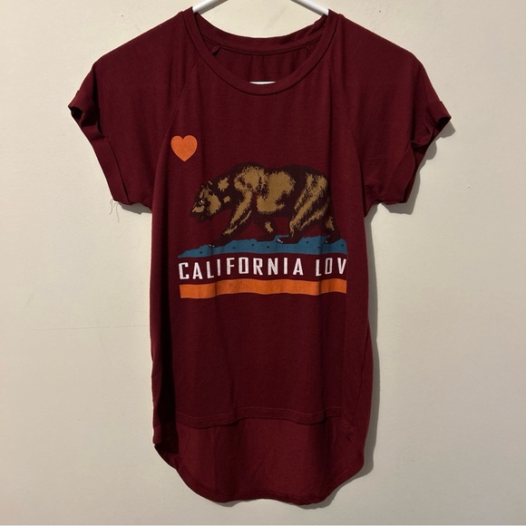 California Love T-Shirt Top Shirt Women’s Casual High Low Hem Bear Retro No Tag - Picture 1 of 10